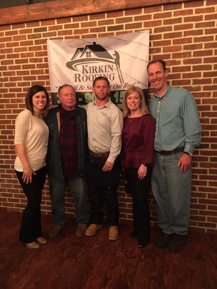 Family that won a roof giveaway from Kirkin Exteriors in 2016